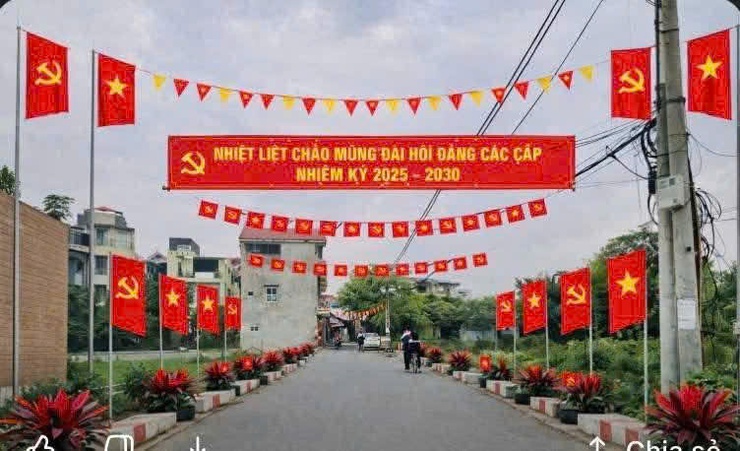 Xã Quốc Oai rực rỡ trang hoàng, sôi nổi thi đua chào mừng Đại hội đại biểu toàn quốc lần thứ XIV của Đảng- Ảnh 3.