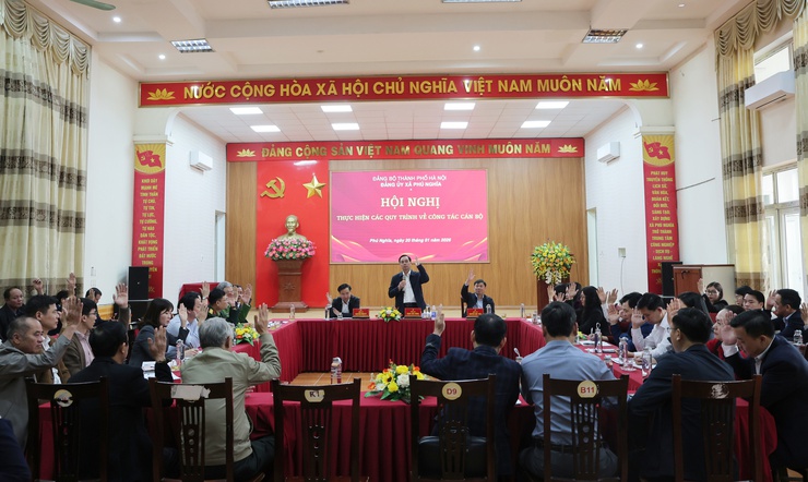 Đảng ủy xã Phú Nghĩa tổ chức hội nghị thực hiện các quy trình về công tác cán bộ- Ảnh 9.