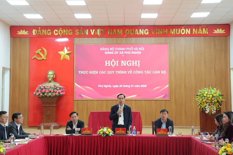 Đảng ủy xã Phú Nghĩa tổ chức hội nghị thực hiện các quy trình về công tác cán bộ- Ảnh 1.