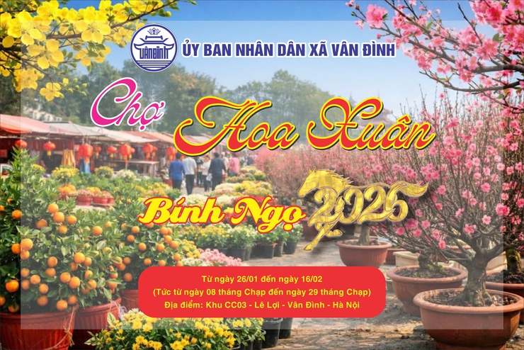  XÃ VÂN ĐÌNH TỔ CHỨC CHỢ HOA XUÂN PHỤC VỤ TẾT NGUYÊN ĐÁN BÍNH NGỌ NĂM 2026- Ảnh 1.