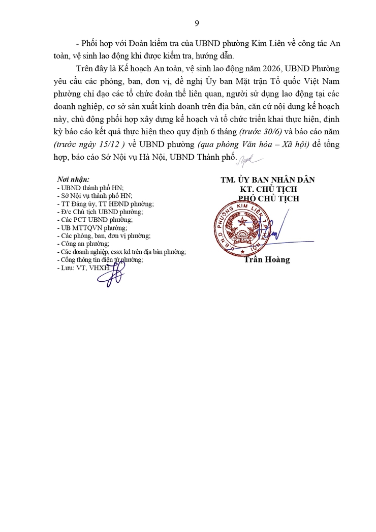 Kế hoạch an toàn lao động, vệ sinh lao động phường Kim Liên- Ảnh 9.