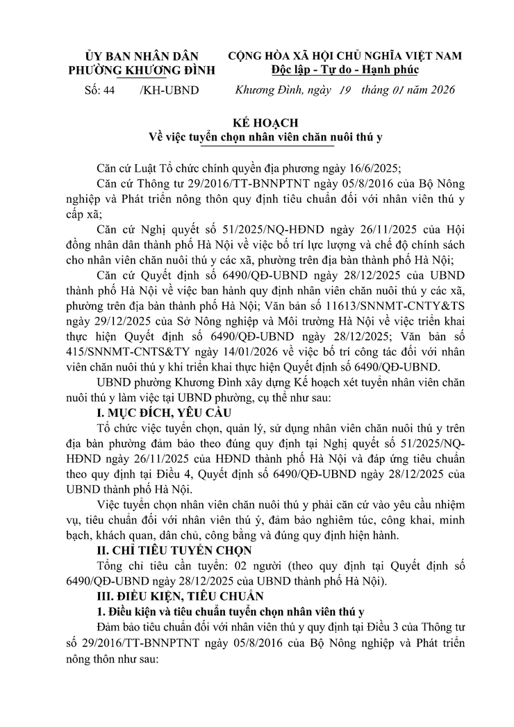 Thông báo tuyển chọn nhân viên chăn nuôi thú y- Ảnh 1.