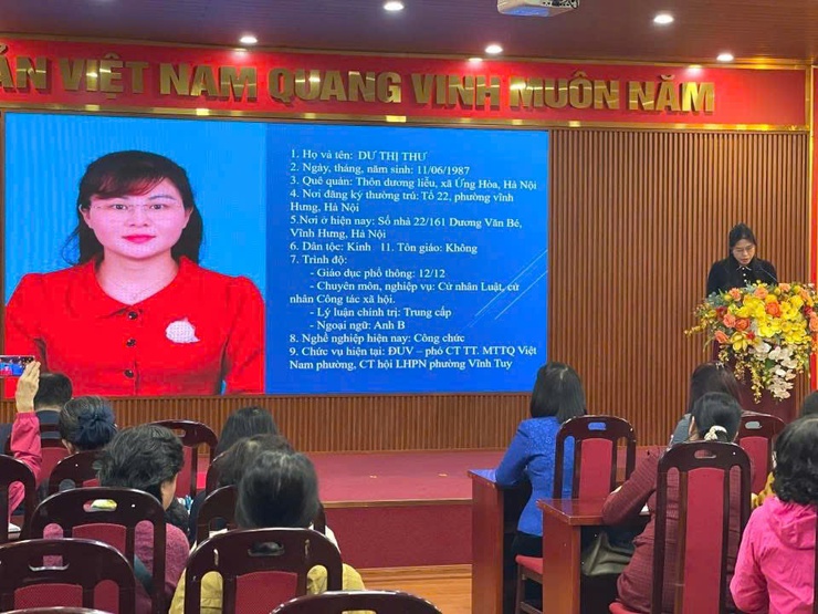 HỘI LIÊN HIỆP PHỤ NỮ PHƯỜNG VĨNH TUY TỔ CHỨC HỘI NGHỊ GIỚI THIỆU NGƯỜI ỨNG CỬ ĐẠI BIỂU HĐND PHƯỜNG KHÓA I- Ảnh 3.