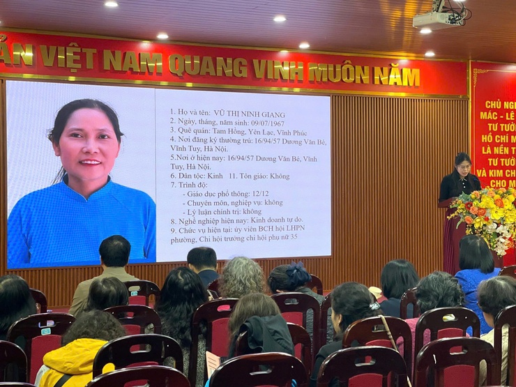 HỘI LIÊN HIỆP PHỤ NỮ PHƯỜNG VĨNH TUY TỔ CHỨC HỘI NGHỊ GIỚI THIỆU NGƯỜI ỨNG CỬ ĐẠI BIỂU HĐND PHƯỜNG KHÓA I- Ảnh 1.