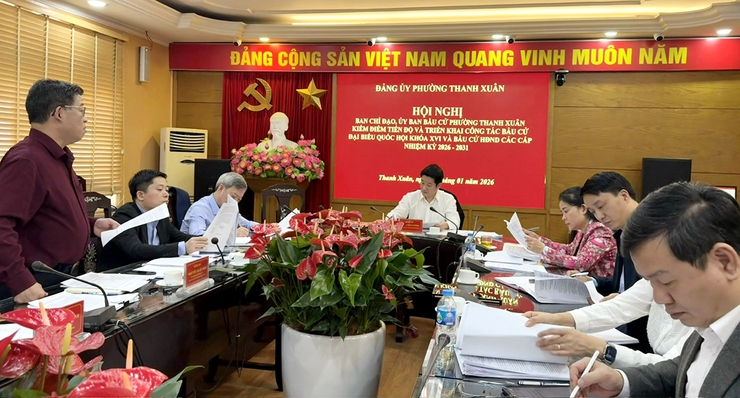 Hội nghị Ban Chỉ đạo công tác bầu cử đại biểu Quốc hội khóa XVI và bầu cử đại biểu HĐND các cấp nhiệm kỳ 2026 - 2031 phường Thanh Xuân - Ảnh 1.