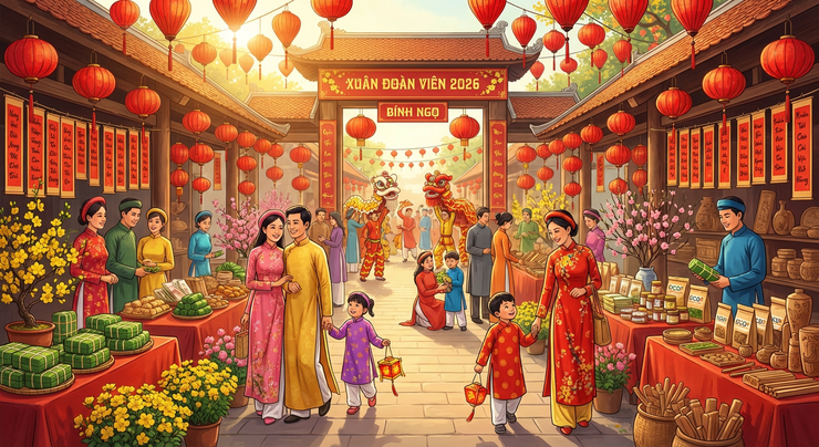 Tưng Bừng “Xuân Đoàn Viên 2026” - Không Gian Mua Sắm, Trải Nghiệm Tết Đầy Hấp Dẫn Tại Xã Nội Bài- Ảnh 1.