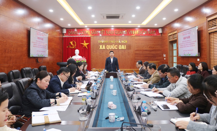 Thường trực đảng ủy xã Quốc Oai làm việc với MTTQ, các tổ chức chính trị – xã hội và Trung tâm Chính trị: từ định hướng đến hành động cụ thể- Ảnh 1.