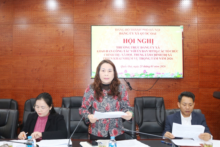 Thường trực đảng ủy xã Quốc Oai làm việc với MTTQ, các tổ chức chính trị – xã hội và Trung tâm Chính trị: từ định hướng đến hành động cụ thể- Ảnh 2.