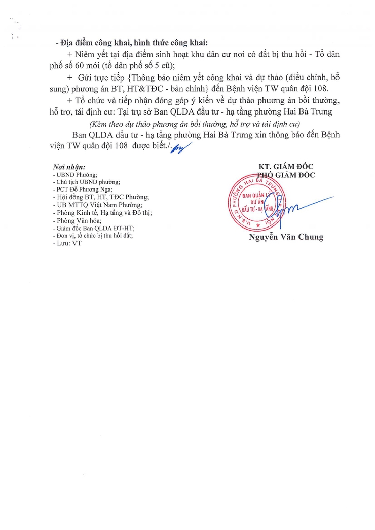 Thông báo về việc niêm yết công khai và lấy ý kiến về dự thảo phương án bồi thường, hỗ trợ và tái định cư (điều chỉnh, bổ sung) thuộc dự án đầu tư xây dựng cầu Trần Hưng Đạo.- Ảnh 2.