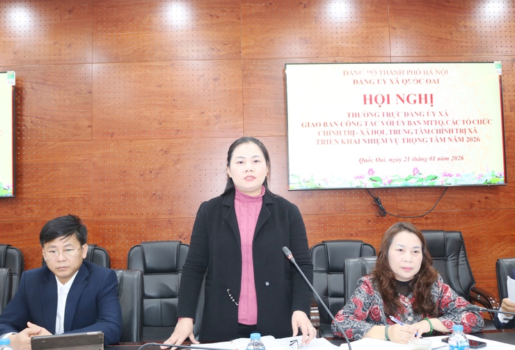 Thường trực đảng ủy xã Quốc Oai làm việc với MTTQ, các tổ chức chính trị – xã hội và Trung tâm Chính trị: từ định hướng đến hành động cụ thể- Ảnh 3.