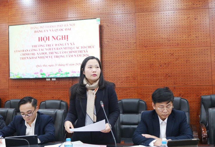 Thường trực đảng ủy xã Quốc Oai làm việc với MTTQ, các tổ chức chính trị – xã hội và Trung tâm Chính trị: từ định hướng đến hành động cụ thể- Ảnh 4.