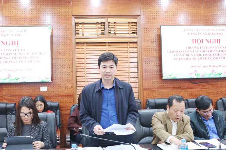 Thường trực đảng ủy xã Quốc Oai làm việc với MTTQ, các tổ chức chính trị – xã hội và Trung tâm Chính trị: từ định hướng đến hành động cụ thể- Ảnh 7.