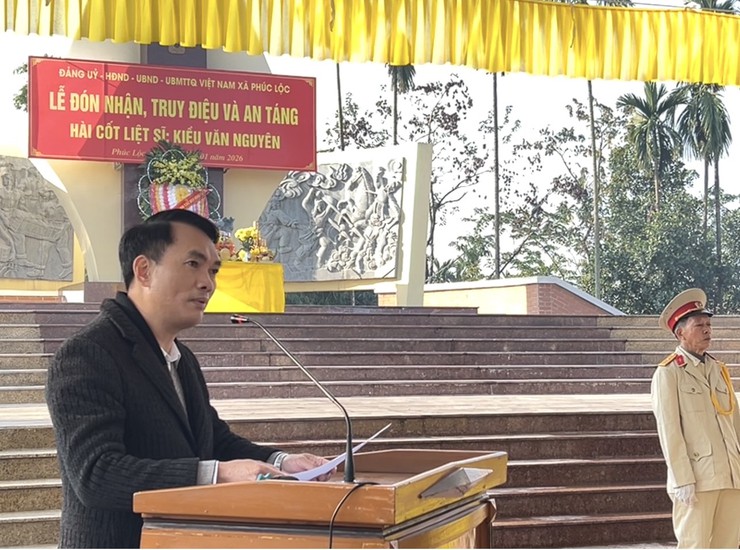 Xã Phúc Lộc long trọng tổ chức Lễ đón nhận, truy điệu và an táng hài cốt liệt sĩ Kiều Văn Nguyên- Ảnh 1.