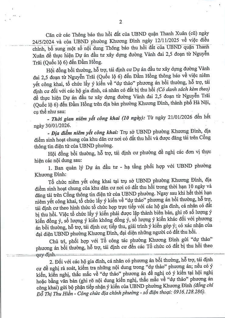 Thông báo: Lấy ý kiến về dự thảo phương án bồi thường, hỗ trợ, tái định cư để thực hiện Dự án đầu tư xây dựng đường Vành đai 2,5- Ảnh 2.