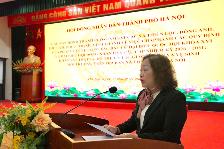 Đoàn giám sát Ban Đô thị HĐND thành phố Hà Nội giám sát các xã Thiên Lộc, Đông Anh, Thư Lâm, Phúc Thịnh và Vĩnh Thanh- Ảnh 7.