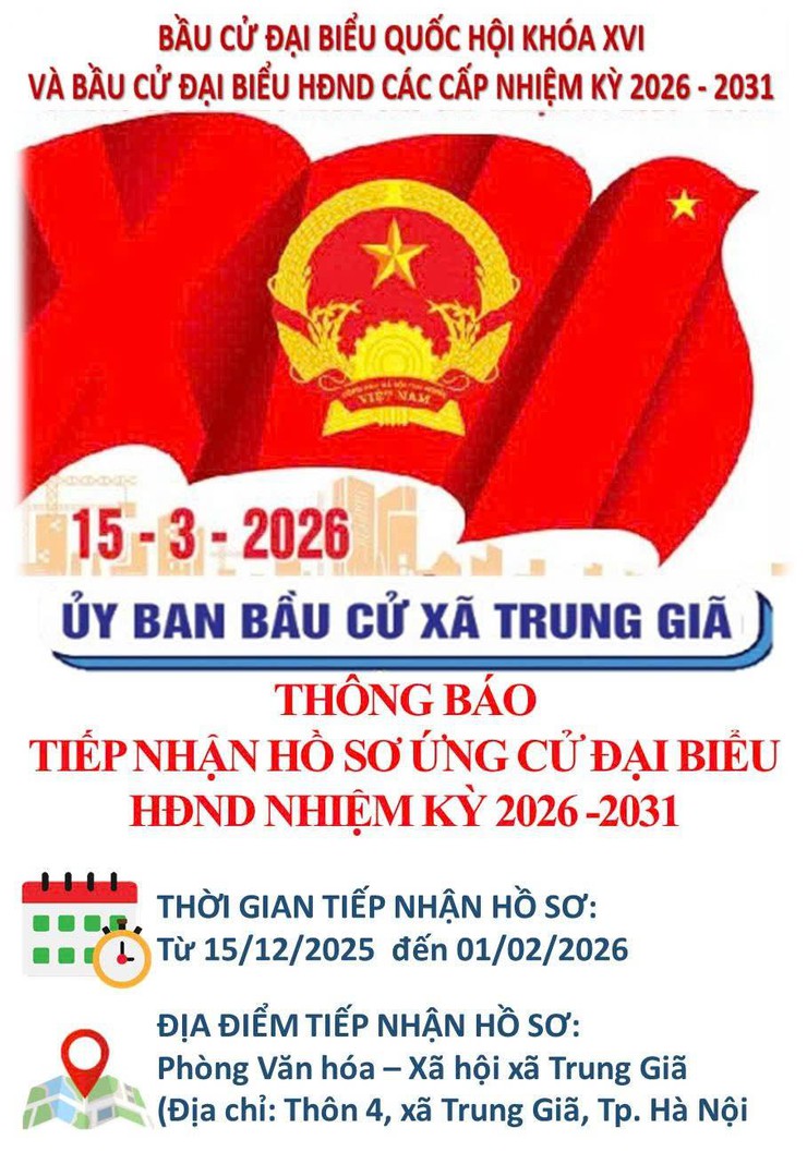 HƯỚNG DẪN LẬP VÀ NỘP HỒ SƠ ỨNG CỬ ĐẠI BIỂU HỘI ĐỒNG NHÂN DÂN XÃ TRUNG GIÃ NHIỆM KỲ 2026–2031- Ảnh 2.