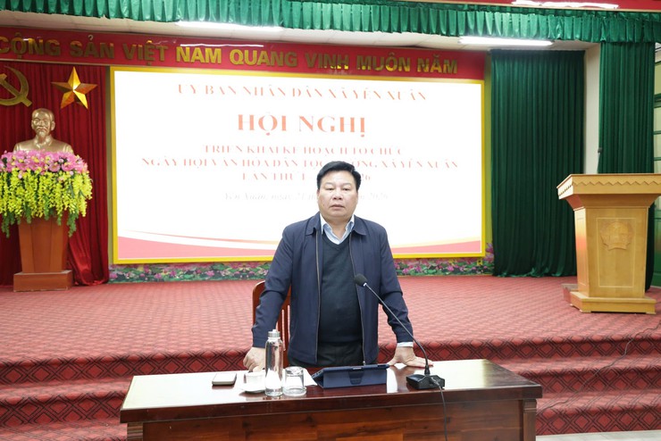 HỘI NGHỊ TRIỂN KHAI KẾ HOẠCH TỔ CHỨC "NGÀY HỘI VĂN HÓA DÂN TỘC MƯỜNG XÃ YÊN XUÂN LẦN THỨ NHẤT NĂM 2026- Ảnh 1.