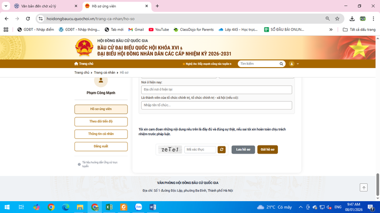 HƯỚNG DẪN NỘP HỒ SƠ ỨNG CỬ ĐẠI BIỂU QUỐC HỘI VÀ ĐẠI BIỂU HĐND CÁC CẤP TRÊN CỔNG THÔNG TIN ĐIỆN TỬ HỘI ĐỒNG BẦU CỬ QUỐC GIA- Ảnh 6.