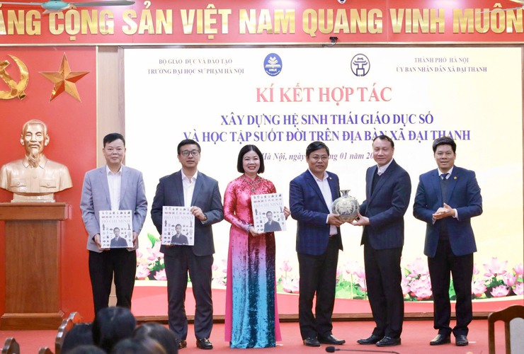 UBND xã Đại Thanh tổ chức ký kết hợp tác phát triển xây dựng hệ sinh thái giáo dục số và học tập suốt đời trên địa bàn xã- Ảnh 3.