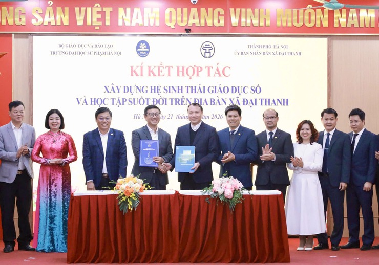 UBND xã Đại Thanh tổ chức ký kết hợp tác phát triển xây dựng hệ sinh thái giáo dục số và học tập suốt đời trên địa bàn xã- Ảnh 5.