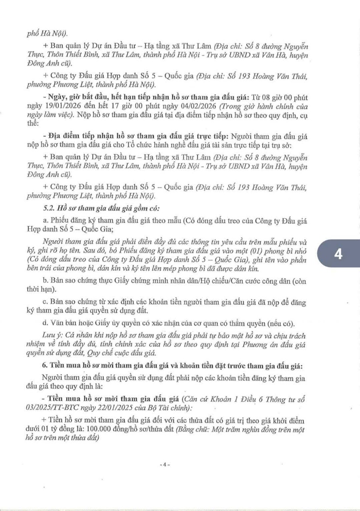 Thông báo mời tham gia đấu giá quyền sử dụng đất đối với các thửa đất trong các ô đất LK2, LK3,LK4 thuộc dự án Xây dựng khu đấu QSD thôn Hà Hương, xã Liên Hà, huyện Đông Anh ( Nay là thôn Hà Hương, xã Thư Lâm).- Ảnh 4.