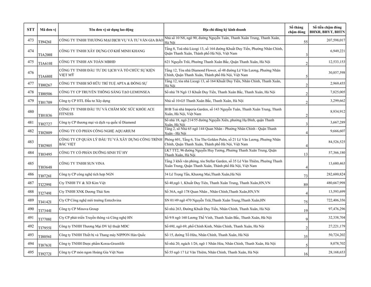 Danh sách đơn vị sử dụng lao động chậm đóng BHXH, BHYT trên địa bàn phường Thanh Xuân- Ảnh 22.