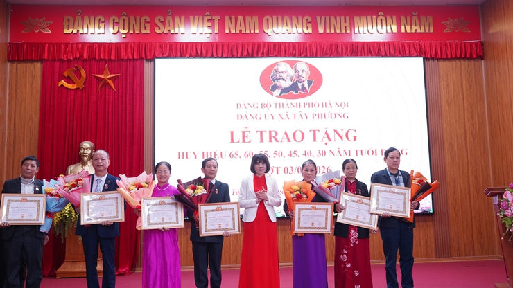 ĐẢNG ỦY XÃ TÂY PHƯƠNG TỔ CHỨC LỄ TRAO TẶNG HUY HIỆU ĐẢNG ĐỢT 3/2- Ảnh 11.