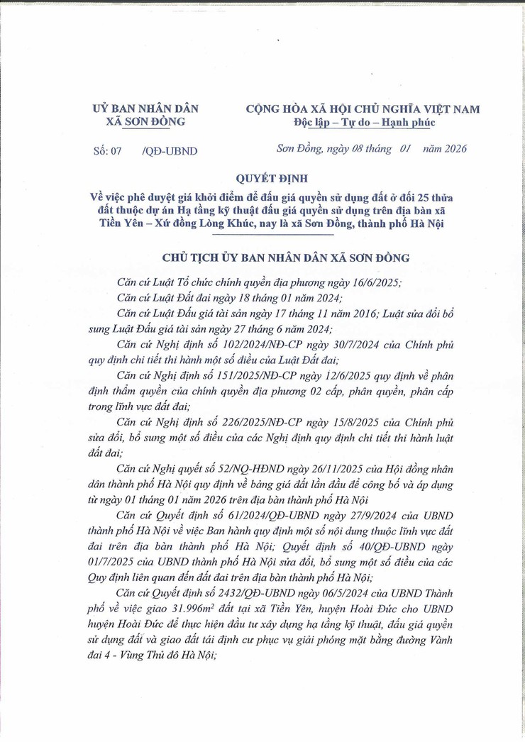Thông báo đấu giá quyền sử dụng đất ở đối với 25 thửa đất trên địa bàn Tiền Yên - xứ đồng Lòng Khúc, xã Sơn Đồng, thành phố Hà Nội- Ảnh 11.