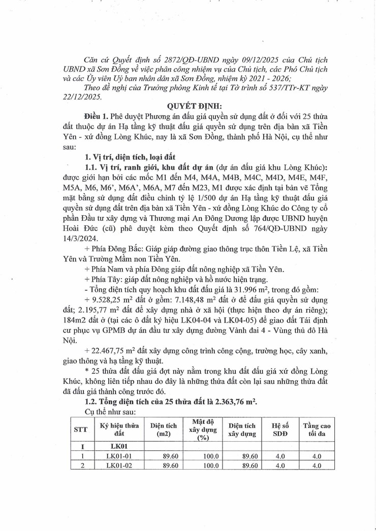 Thông báo đấu giá quyền sử dụng đất ở đối với 25 thửa đất trên địa bàn Tiền Yên - xứ đồng Lòng Khúc, xã Sơn Đồng, thành phố Hà Nội- Ảnh 15.