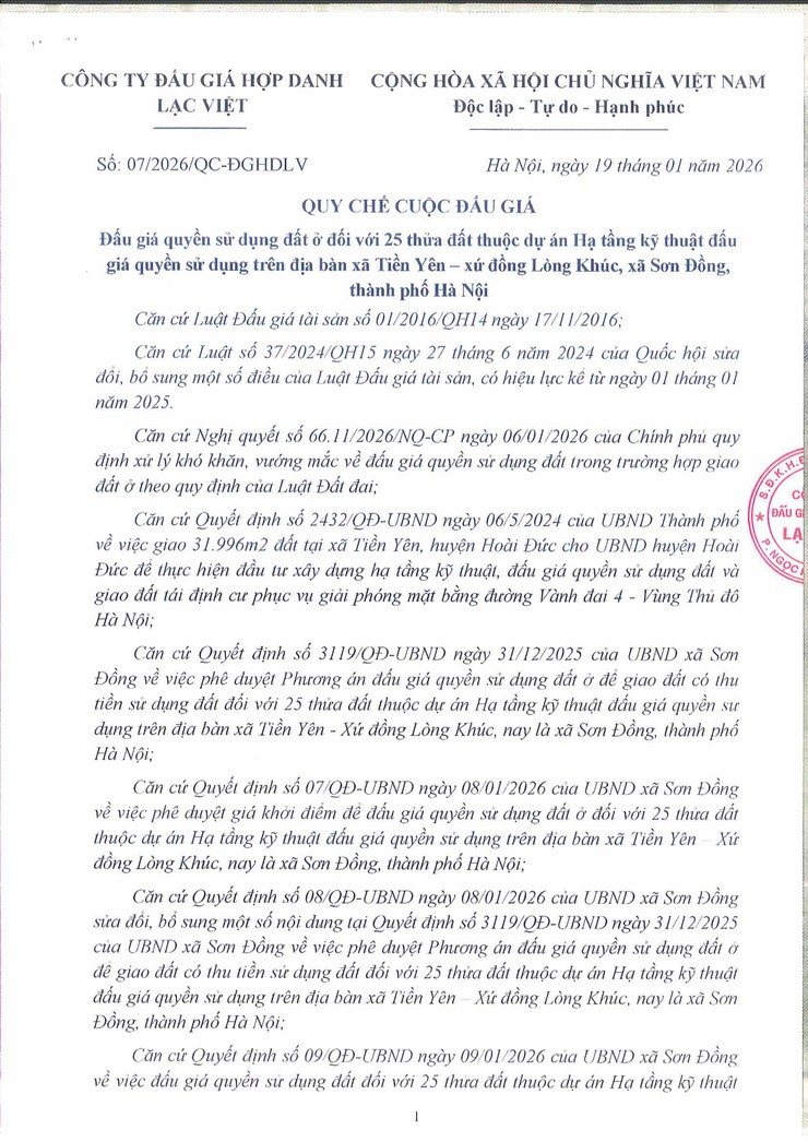 Thông báo đấu giá quyền sử dụng đất ở đối với 25 thửa đất trên địa bàn Tiền Yên - xứ đồng Lòng Khúc, xã Sơn Đồng, thành phố Hà Nội- Ảnh 25.
