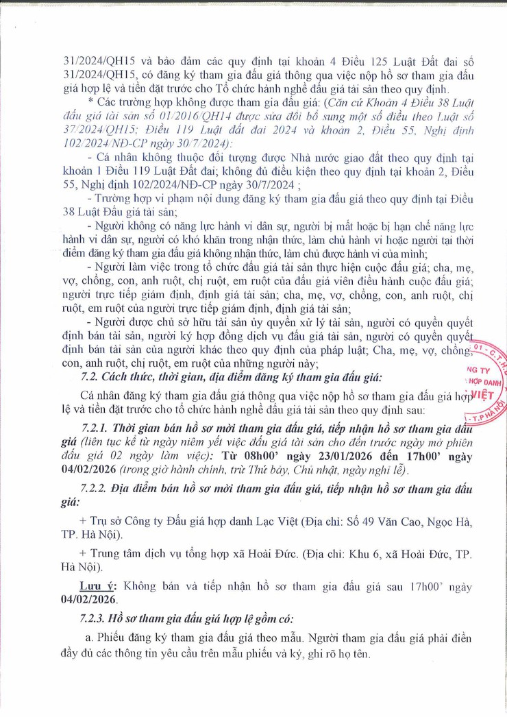 Thông báo đấu giá quyền sử dụng đất ở đối với 25 thửa đất trên địa bàn Tiền Yên - xứ đồng Lòng Khúc, xã Sơn Đồng, thành phố Hà Nội- Ảnh 5.