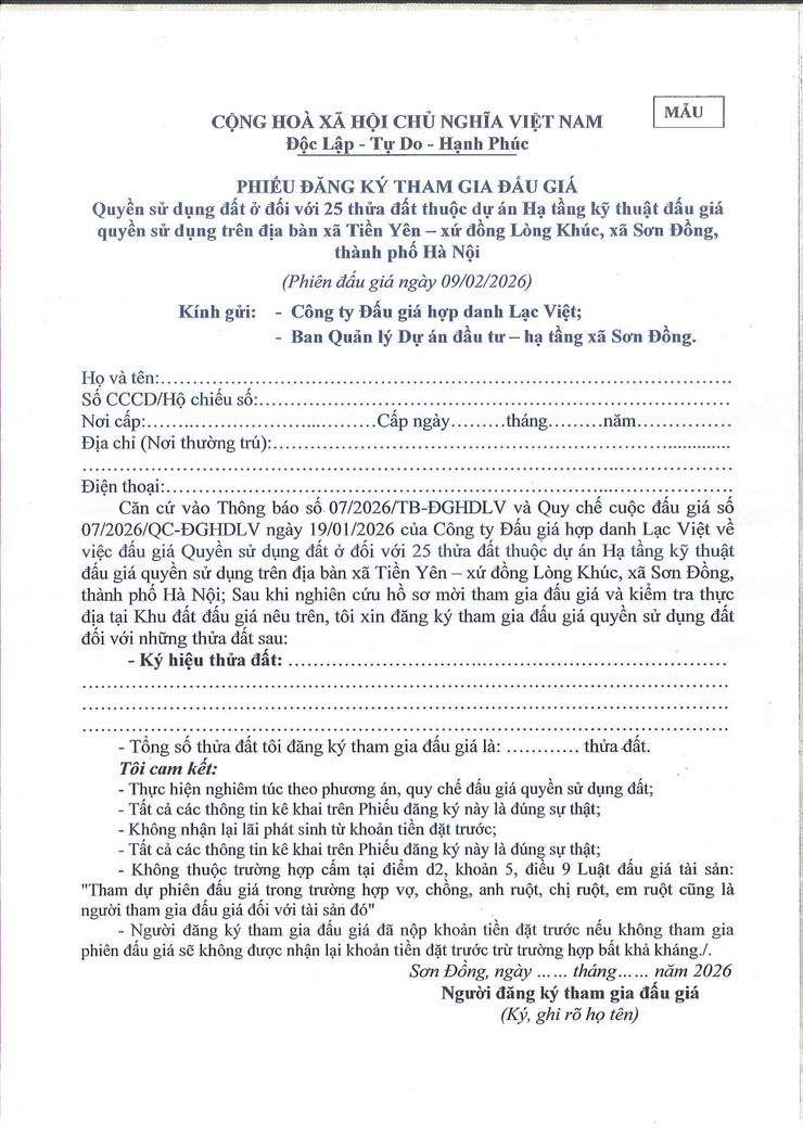 Thông báo đấu giá quyền sử dụng đất ở đối với 25 thửa đất trên địa bàn Tiền Yên - xứ đồng Lòng Khúc, xã Sơn Đồng, thành phố Hà Nội- Ảnh 44.