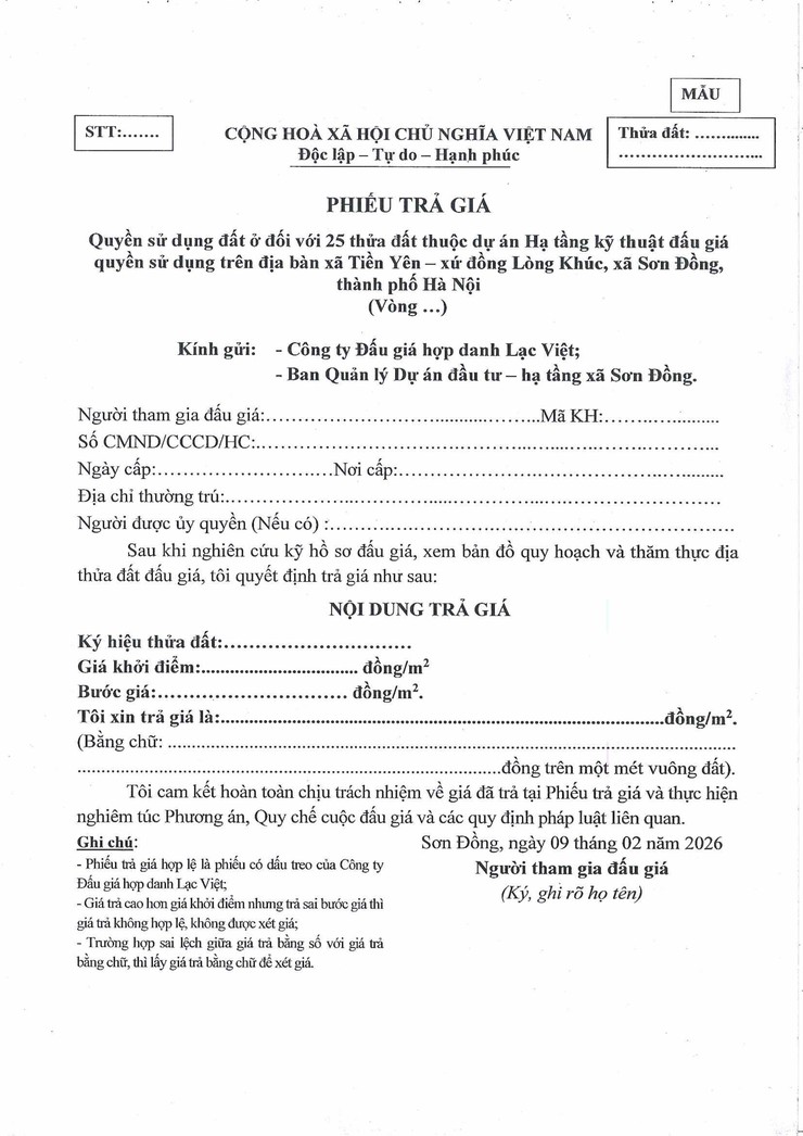 Thông báo đấu giá quyền sử dụng đất ở đối với 25 thửa đất trên địa bàn Tiền Yên - xứ đồng Lòng Khúc, xã Sơn Đồng, thành phố Hà Nội- Ảnh 45.