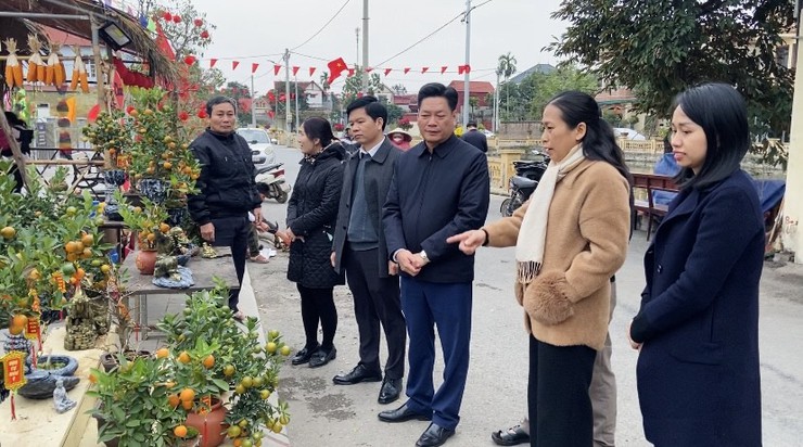 Lãnh đạo UBND – UBMTTQ xã Phúc Thọ thăm, gắn biển mô hình "Ngõ xóm văn minh – Đoàn kết" thôn Bướm, chào mừng Đại hội đại biểu toàn quốc lần thứ XIV của Đảng- Ảnh 3.