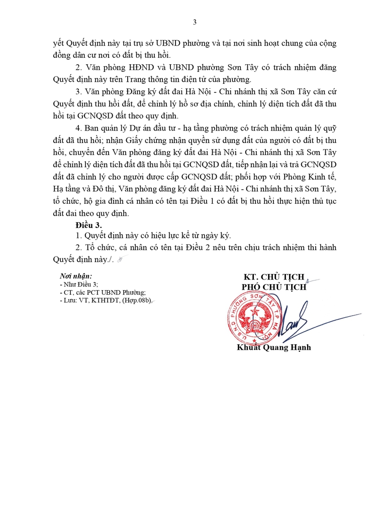 Thông báo công khai Quyết định thu hồi đất để thực hiện Dự án (đại diện là ông Khuất Văn Diên - Tổ dân phố 3 Tiền Huân)- Ảnh 3.