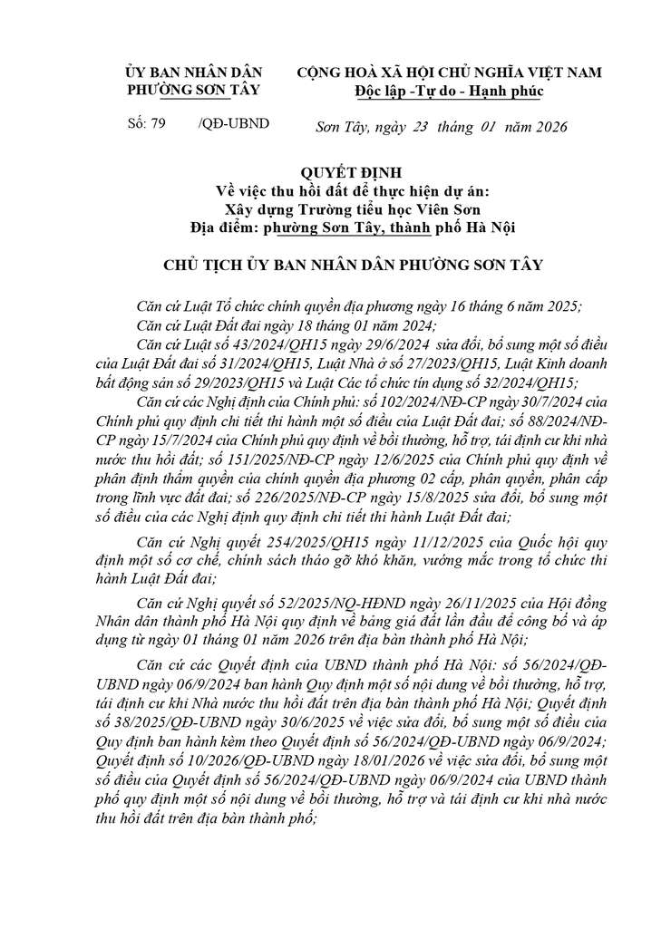 Thông báo công khai Quyết định thu hồi đất để thực hiện Dự án (ông Nguyễn Đăng Châu - Tổ dân phố 3 Tiền Huân)- Ảnh 1.