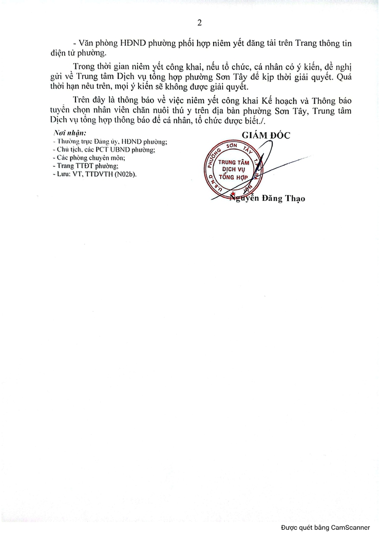 Thông báo niêm yết công khai Kế hoạch và Thông báo tuyển chọn nhân viên chăn nuôi thú y trên địa bàn phường- Ảnh 2.