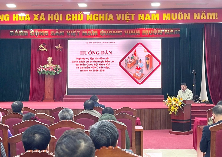 XÃ VĨNH THANH TỔ CHỨC HỘI NGHỊ TẬP HUẤN LẬP VÀ NIÊM YẾT DANH SÁCH CỬ TRI PHỤC VỤ BẦU CỬ NĂM 2026- Ảnh 1.