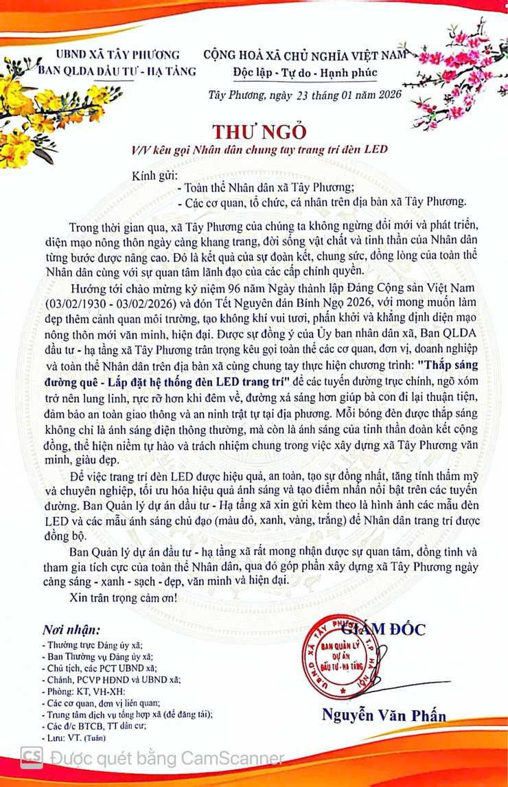 Xã Tây Phương “Thắp sáng đường quê – Lắp đặt hệ thống đèn LED trang trí”- Ảnh 1.