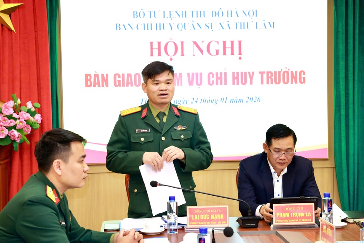 BAN CHỈ HUY QUÂN SỰ XÃ THƯ LÂM TỔ CHỨC HỘI NGHỊ BÀN GIAO NHIỆM VỤ CHỈ HUY TRƯỞNG BAN CHỈ HUY QUÂN SỰ XÃ- Ảnh 4.