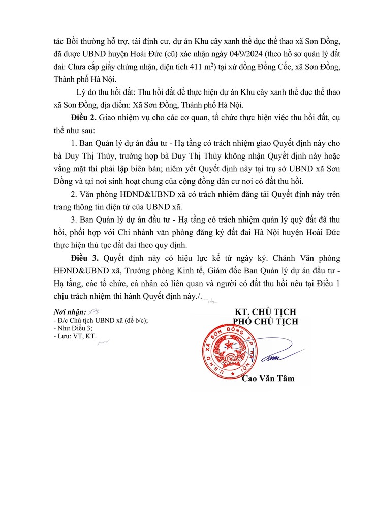 Quyết định thu hồi đất để thực hiện dự án: Khu cây xanh thể dục thể thao xã Sơn Đồng, tại xã Sơn Đồng, thành phố Hà Nội- Ảnh 30.