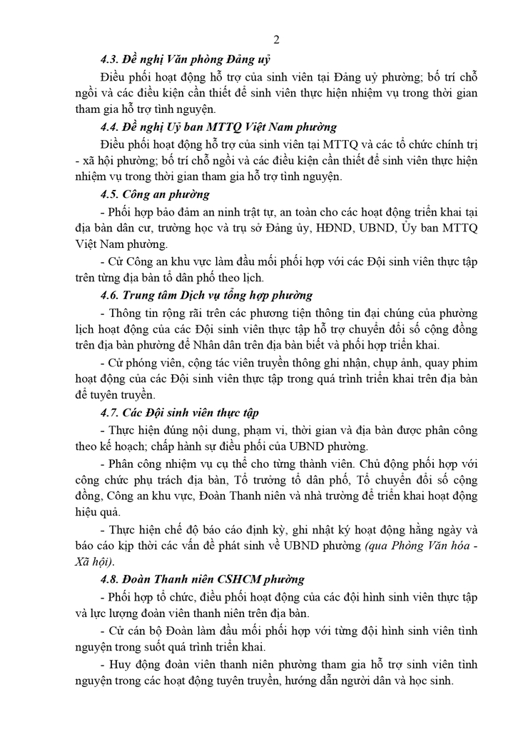 Thông báo Lịch hoạt động của các Đội sinh viên thực tập hỗ trợ Chuyển đổi số cộng đồng trên địa bàn phường Sơn Tây- Ảnh 2.