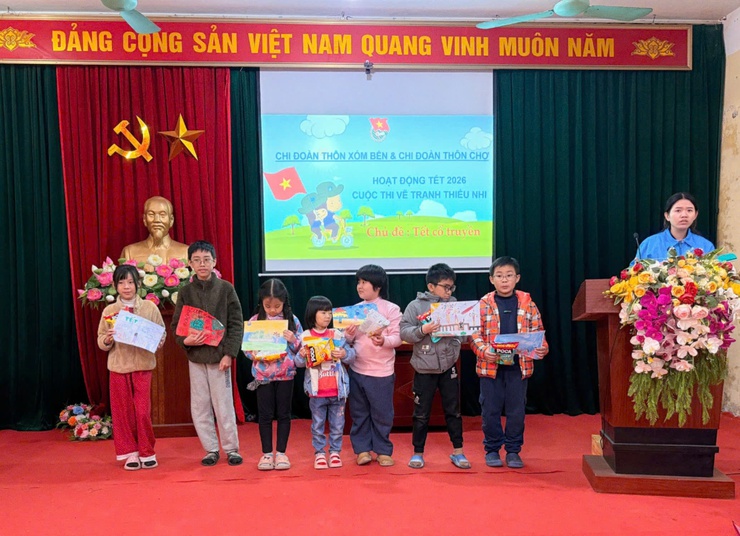 CHI ĐOÀN THÔN XÓM BẾN VÀ CHI ĐOÀN THÔN CHỢ TỔ CHỨC CUỘC THI VẼ TRANH THIẾU NHI CHÀO XUÂN 2026- Ảnh 7.