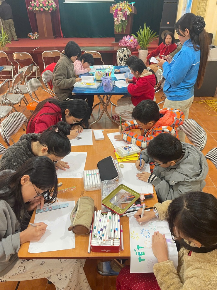 CHI ĐOÀN THÔN XÓM BẾN VÀ CHI ĐOÀN THÔN CHỢ TỔ CHỨC CUỘC THI VẼ TRANH THIẾU NHI CHÀO XUÂN 2026- Ảnh 3.