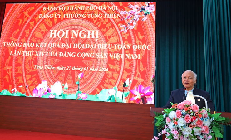 Phường Tùng Thiện tổ chức hội nghị thông báo kết quả Đại hội đại biểu toàn quốc lần thứ XIV của Đảng - Ảnh 2.