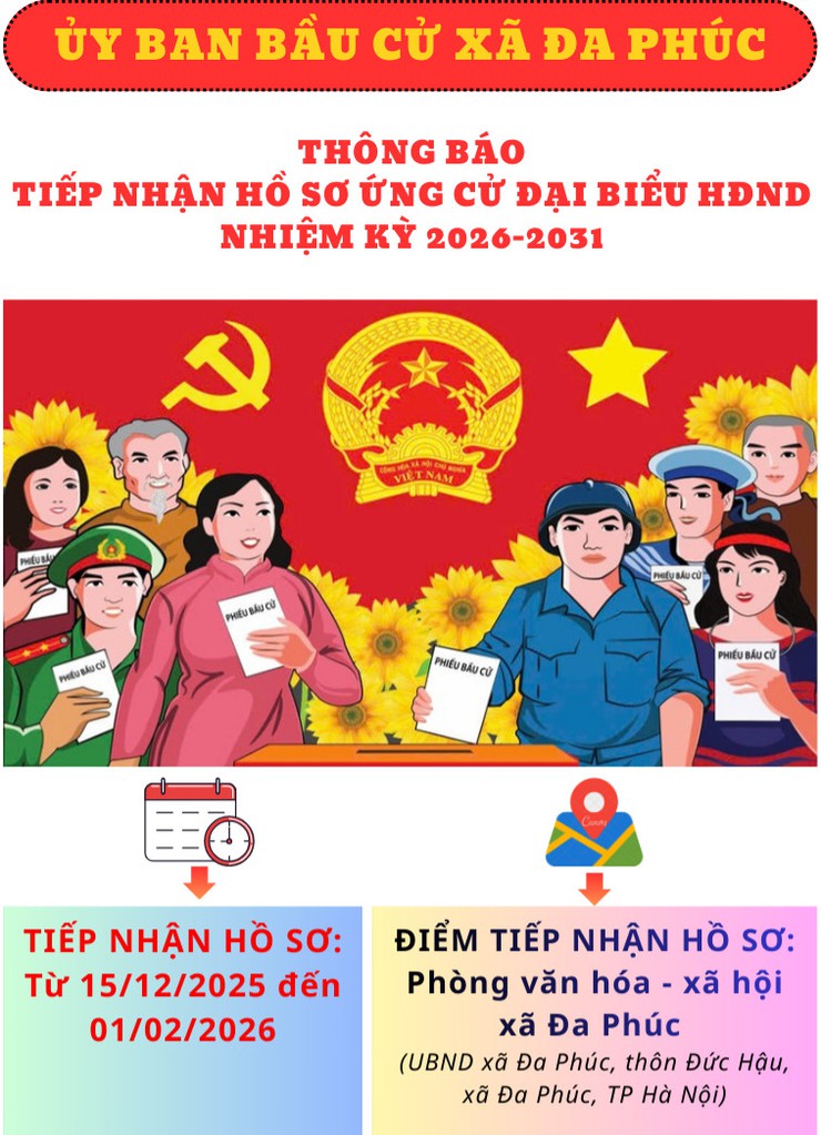 HƯỚNG DẪN LẬP VÀ NỘP HỒ SƠ ỨNG CỬ ĐẠI BIỂU HỘI ĐỒNG NHÂN DÂN XÃ ĐA PHÚC NHIỆM KỲ 2026–2031- Ảnh 1.