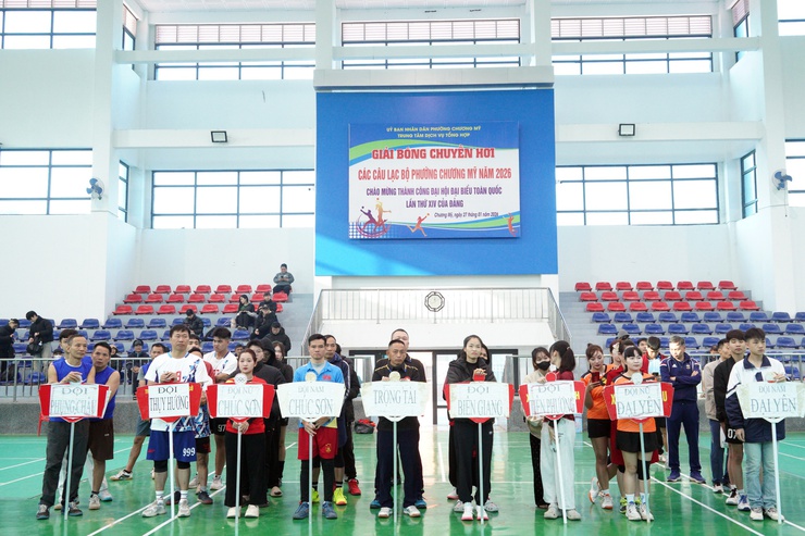 Phường Chương Mỹ tổ chức giải bóng chuyền hơi chào mừng thành công Đại hội đại biểu toàn quốc lần thứ XIV của Đảng- Ảnh 3.