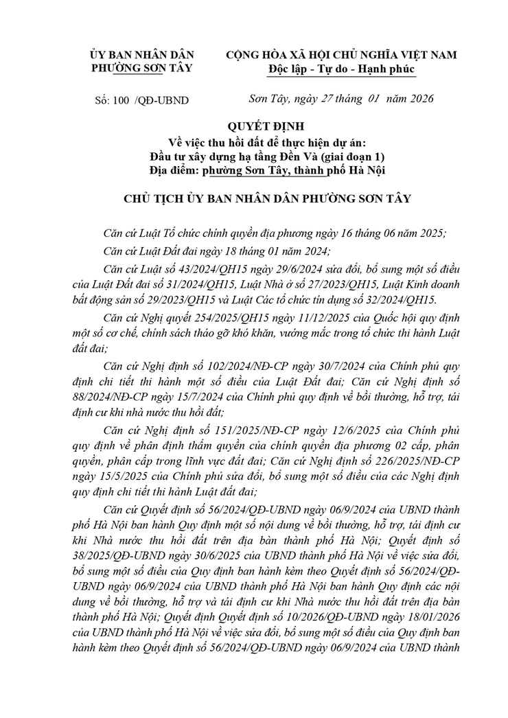 Thông báo công khai Quyết định thu hồi đất để thực hiện Dự án (hộ ông Phùng Kim Bảng - Tổ dân phố 6 Vân Gia)- Ảnh 1.