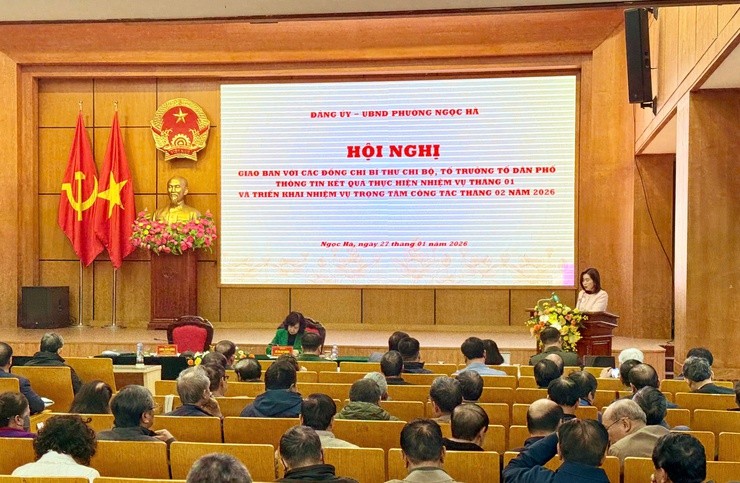 Phường Ngọc Hà tổ chức hội nghị giao ban đánh giá kết quả thực hiện nhiệm vụ chính trị tháng 01, triển khai nhiệm vụ tháng 02/2026- Ảnh 1.