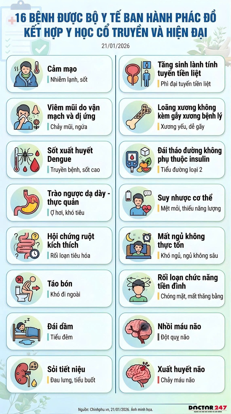 Bộ Y tế ban hành phác đồ kết hợp y học cổ truyền với y học hiện đại cho 16 bệnh phổ biến- Ảnh 1.